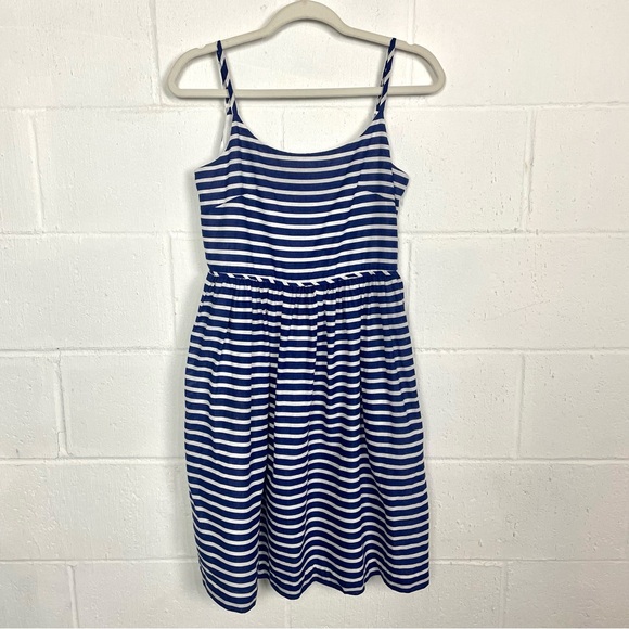 J. Crew Dresses & Skirts - J. Crew Sundress Linen Blend Blue & White Striped Nautical Coastal Boat Preppy 4